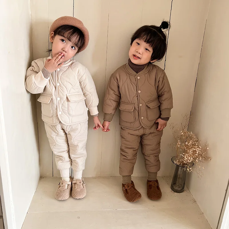 

Parkas Winter Kids Clothing Set Toddler Thicken Pants Boys Suits Warm Girls Parkas Set Boutique Clothes Infantil Menina Girls