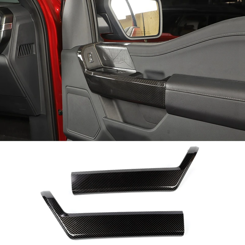 

Front Inner Side Door Handle Cover Trim Frame For Ford F150 2021 2022 2023 Parts Accessories (ABS Carbon Fiber)