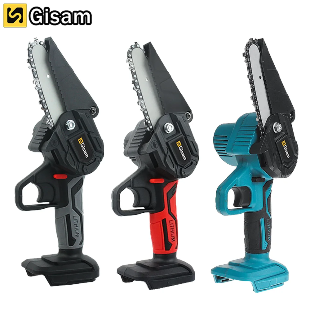 

Gisam 4Inch Mini Electric Chainsaw Cordless Pruning Saw No Battery Fruit Tree Branch Gardening Power Tool for Makita 18V Battery