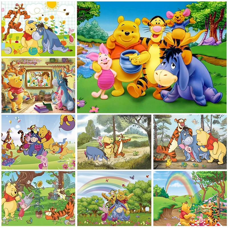 

Алмазная живопись «сделай сам» Disney, мозаика с мультяшными животными, пух, тигр, развешивание с друзьями, алмазная вышивка, украшение для дома