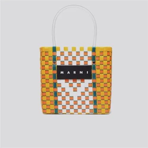 

Marni Grass woven spliced cowhide single shoulder crossbody carrying bag for women, high appearance vegetable basket