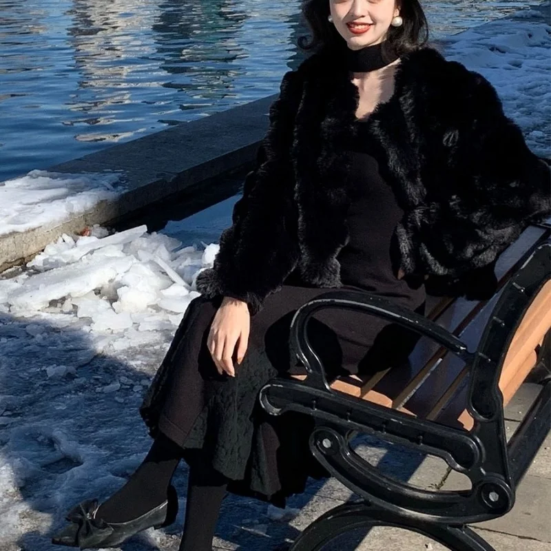 New Winter Coat for Women Faux Fur Coat New Korean Fashion Eco-friendly Fur Jackets Loose Short Tops Warm