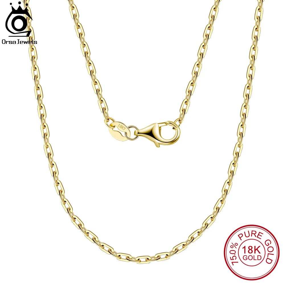 

Цепочка ORSA JEWEL из настоящего 18-каратного твердого золота 1,9/2,45 мм, ожерелье с зажимом для бумаги для женщин, цепочка на шею из чистого белого/р...