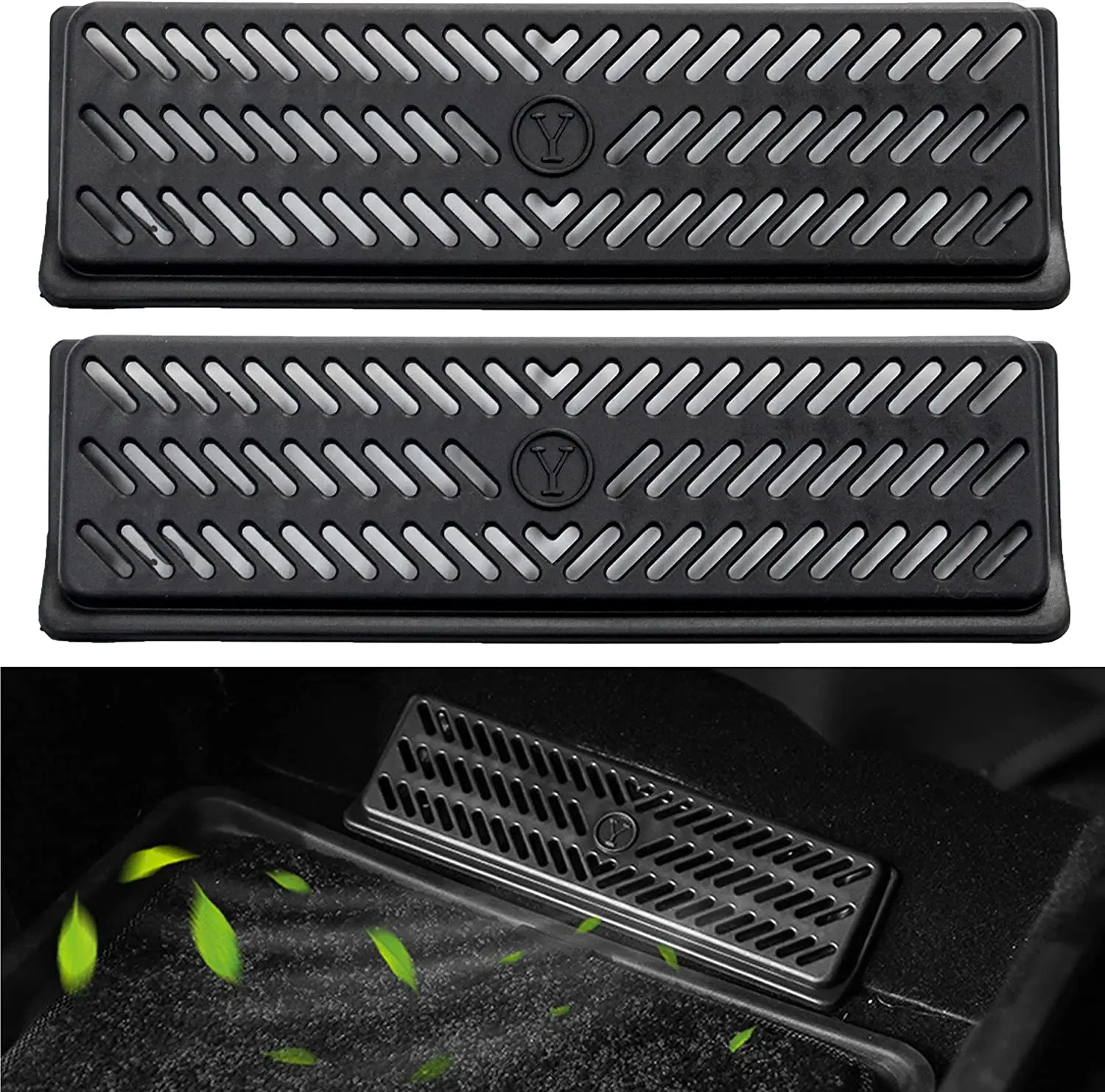 

NITOYO Backseat Air Flow Vent Cover Snap-in Rear Under Seat Air Conditioning Outlet Grille Protector for Tesla Model Y 2019-2023