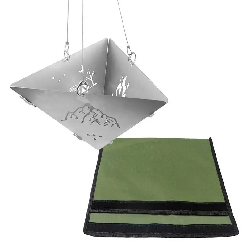 

Outdoor Triangle Wood Burning Stove Stainless Steel Bonfire Stand Folding Stove Outdoor Flame Stove For Picnic BBQ Hiking