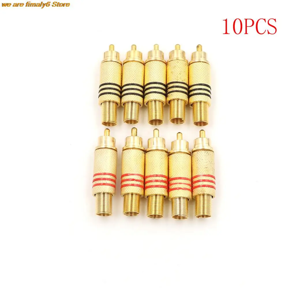 

10PCS/Lot RCA Connector Male Jack Plug AV Plugs For PC Audio Vedio Welding DIY Parts Gold Red Black Metal Spring