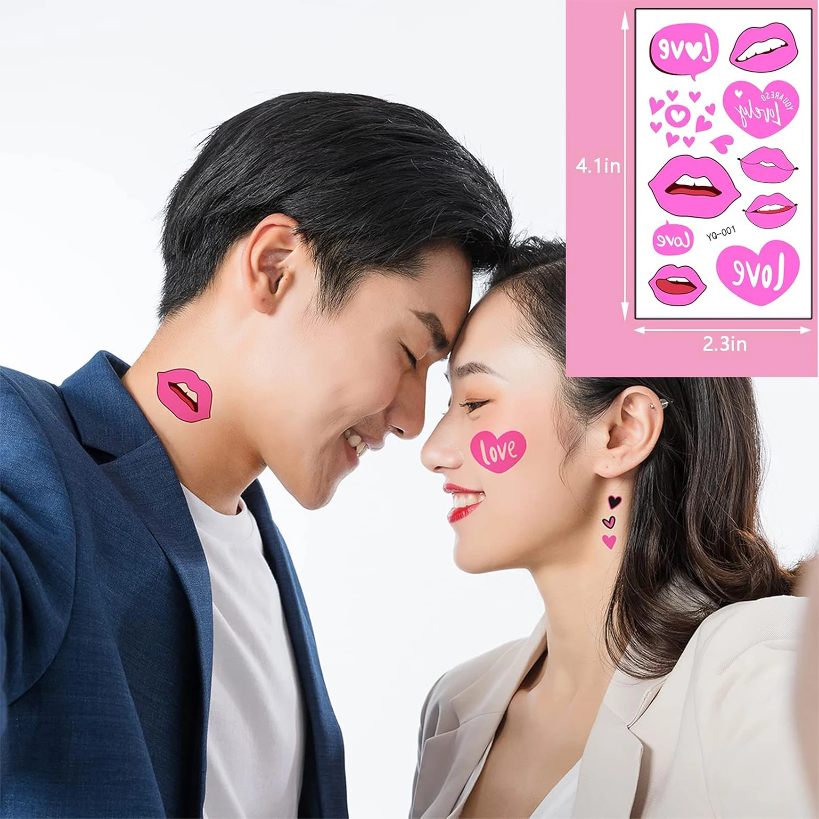 Креативные временные татуировки ко Дню святого Валентина светящееся сердце губы