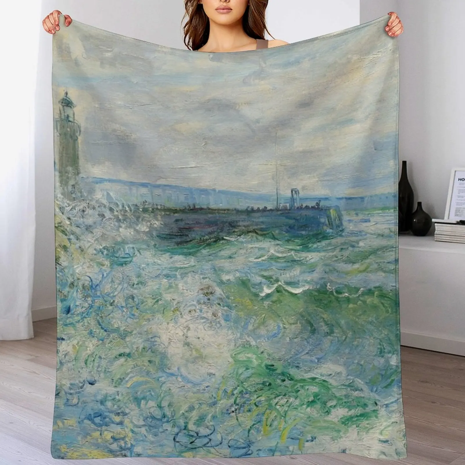 Одеяло La Jetee de Fecamp Par Gros Temps Клод Моне теплые мягкие большие одеяла