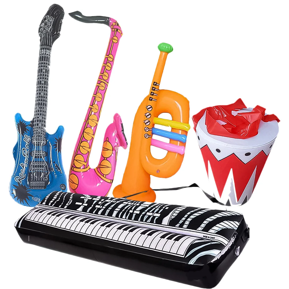 

Inflatable Party Guitar Toy Kids Blow Up Saxophone Instruments Instrument Musical Toys Balloons Roll Favors Guitars Props