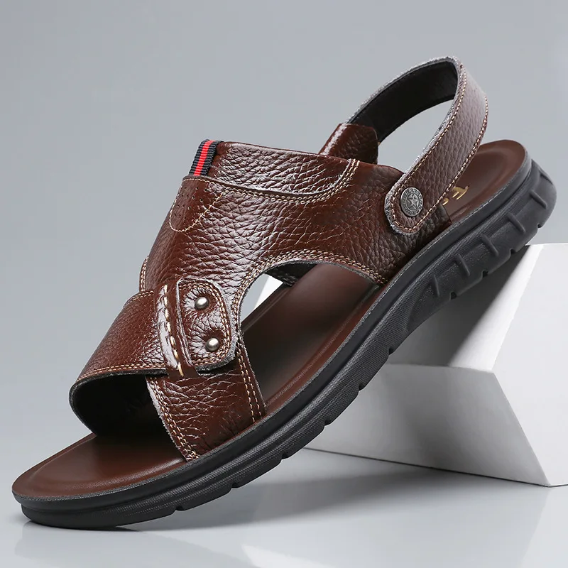 

Men's Sandals 2022 Summer New Large Size Sandals Beach Shoes Soft Leather Sandals 38-50 Sizes