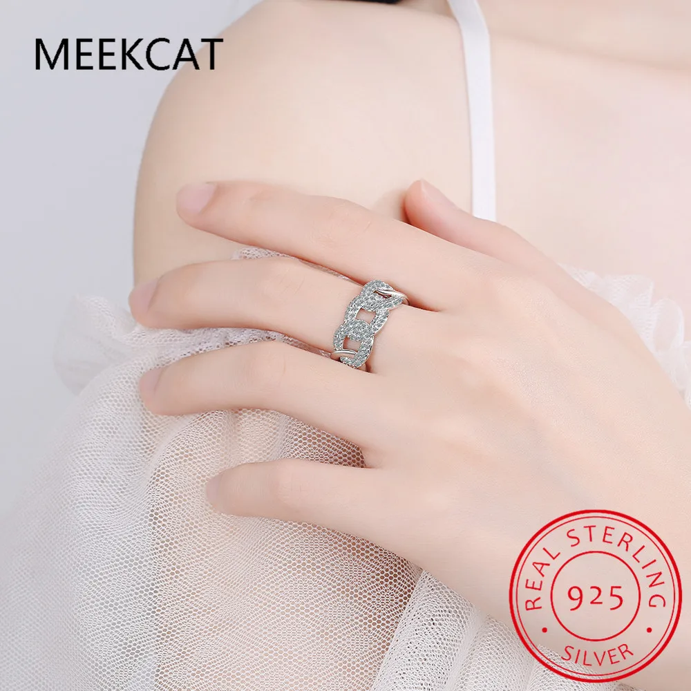 Роскошные кольца с муассанитом для мужчин и женщин двухрядная кубинская цепочка