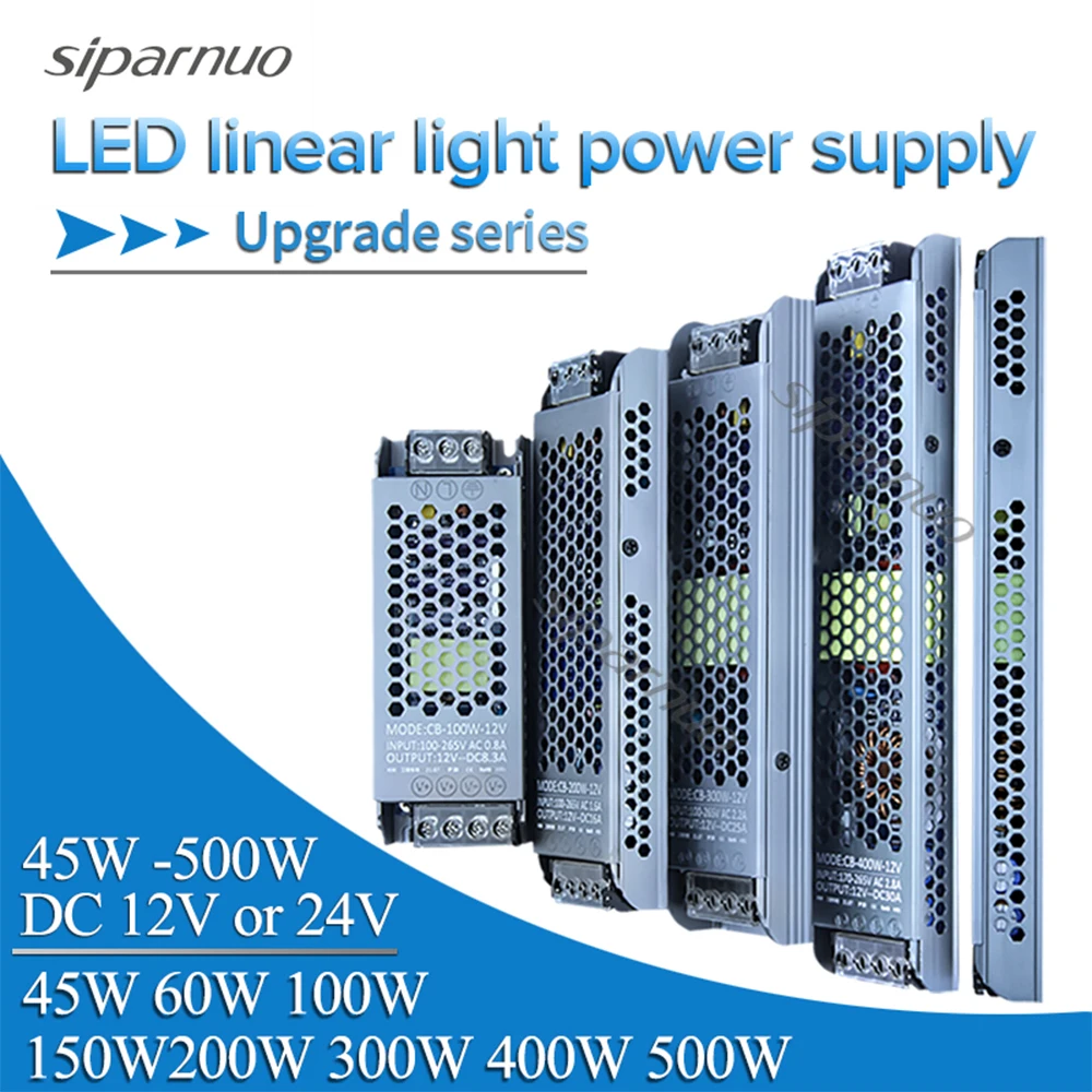 Ultra Thin LED Power Supply DC 12V 24V Lighting Transformers 45W 60W 100W 150W 200W 300W 400W 500W LED Driver For Strip Lights