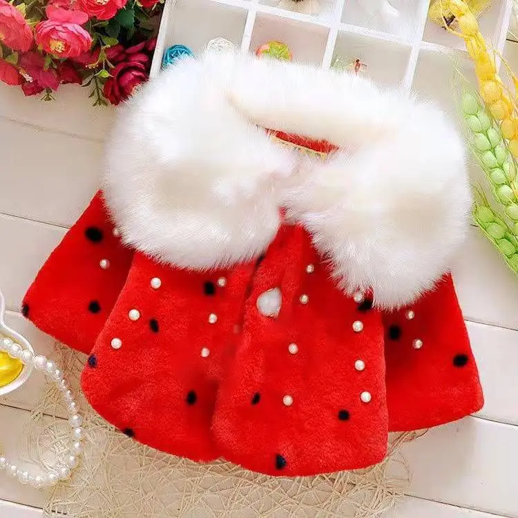 Girls Coat Winter Kids Faux Fur Jacket Fashion Thick Velvet Cloak Baby Toddler Girl Cotton Warm Cute Outerwear For Children | Детская