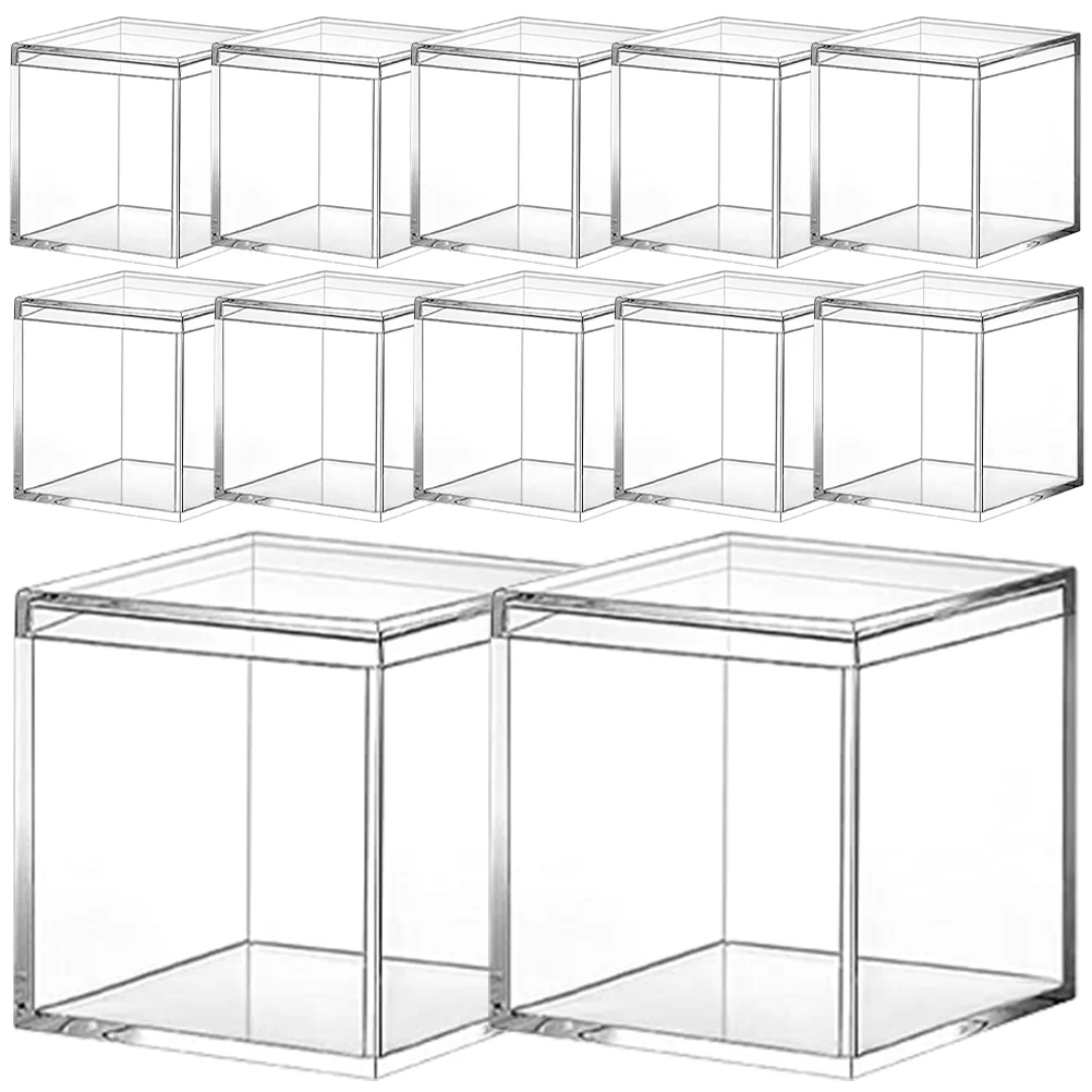 

12pcs Square Cube Transparent Boxes Tiny Storage Boxes Candy Containers