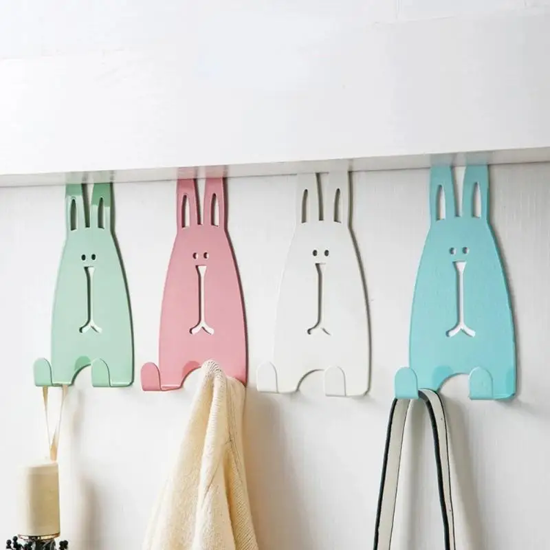 

Cartoon Rabbit Door Back Hook Home Storage Shelf Coat Hook Punch Free Cupboard Rear Hanger Bedroom Kitchen Wardrobe Wall Hanger