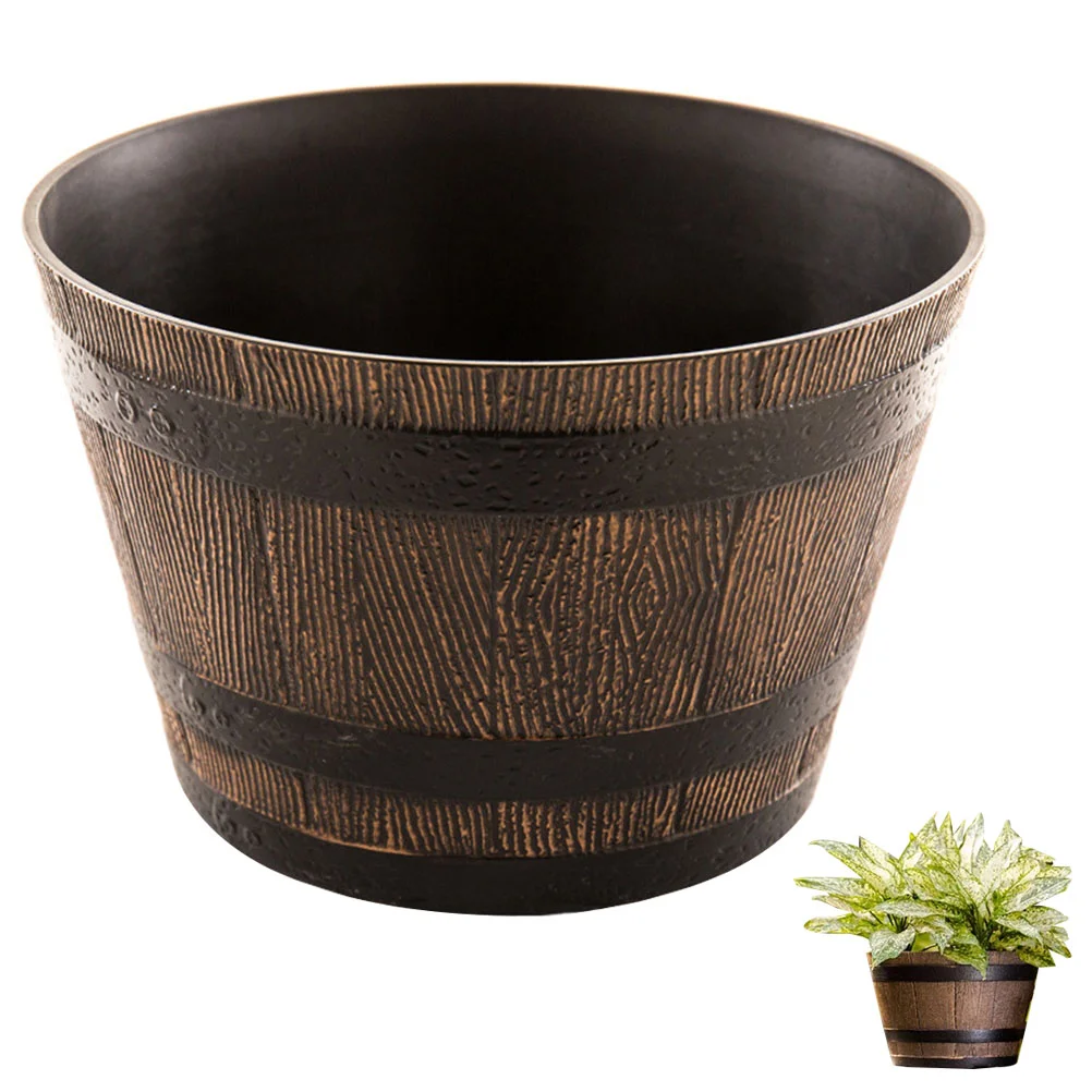 

Outdoor Pots Succulent Flowerpot Plastic Barrel Plants Decorative Resin Bonsai Houseplants Live Indoor For