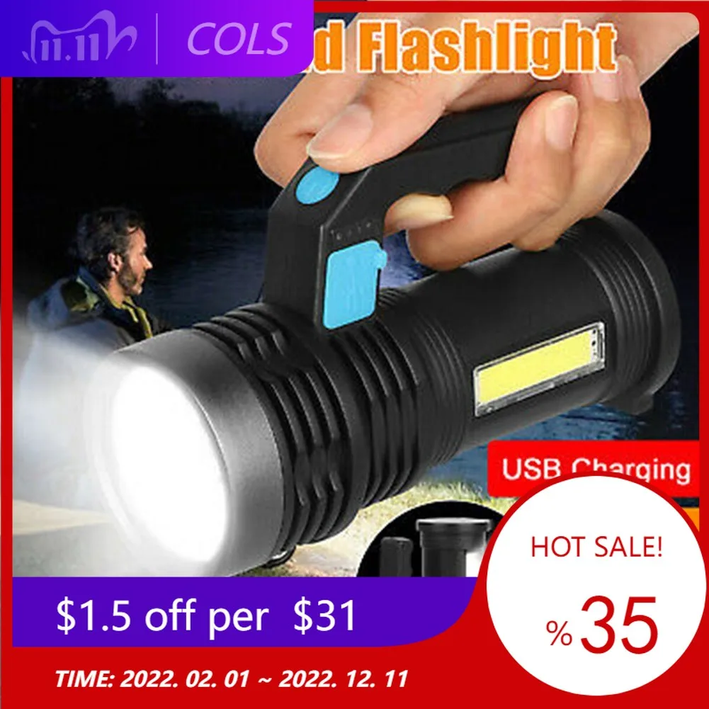 

Led flashlight Ultra Bright Waterproof Handheld Torch Zoomable 4 lighting modes USB Rechargeable Spotlight Outdoor Camping