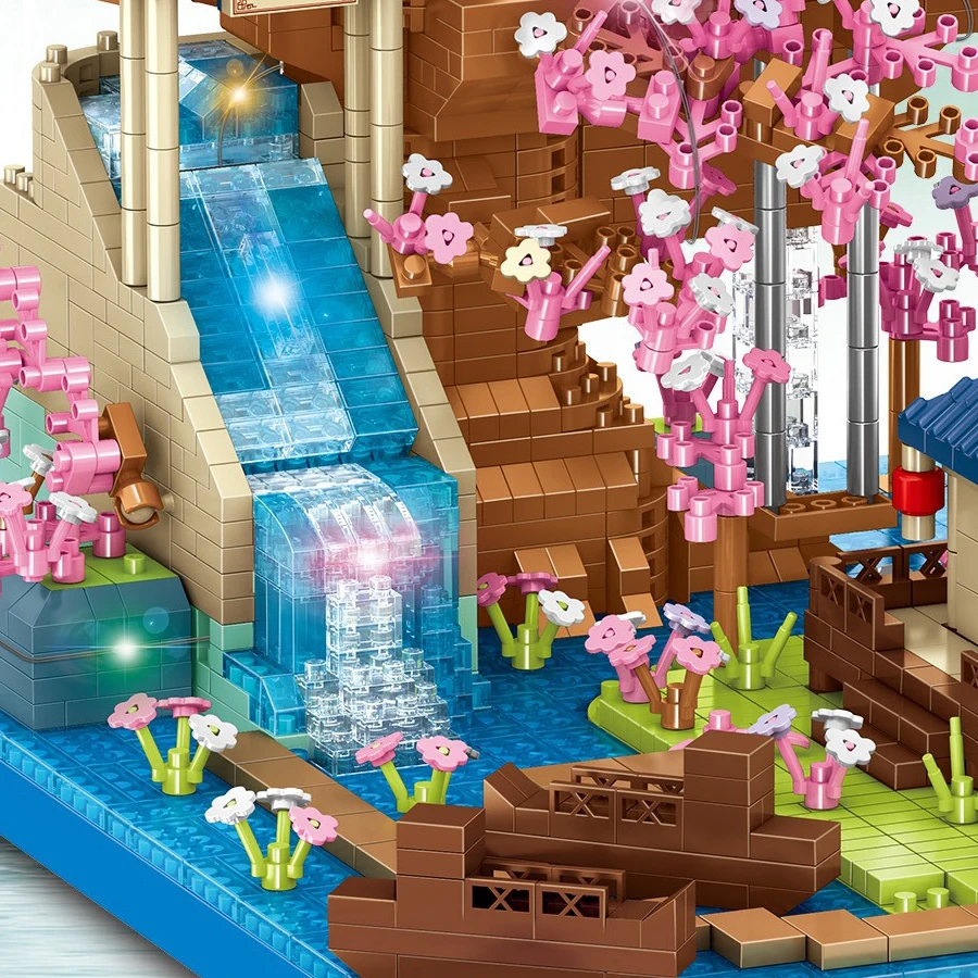 Новый дизайн дом на дереве с цветком персика микроблоки архитектурные модели