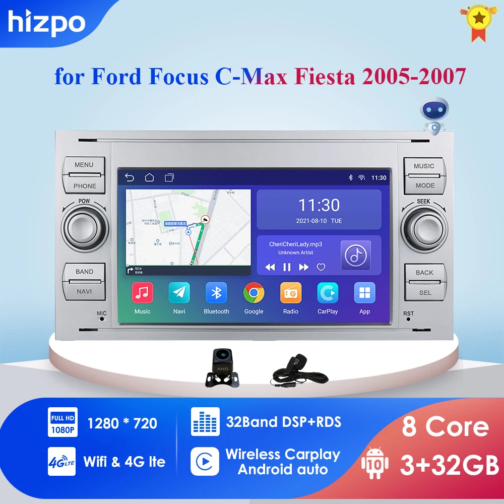 Автомагнитола 2DIN 4G LTE Android Wi-Fi GPS навигация мультимедийный видеоплеер для Ford Focus 2