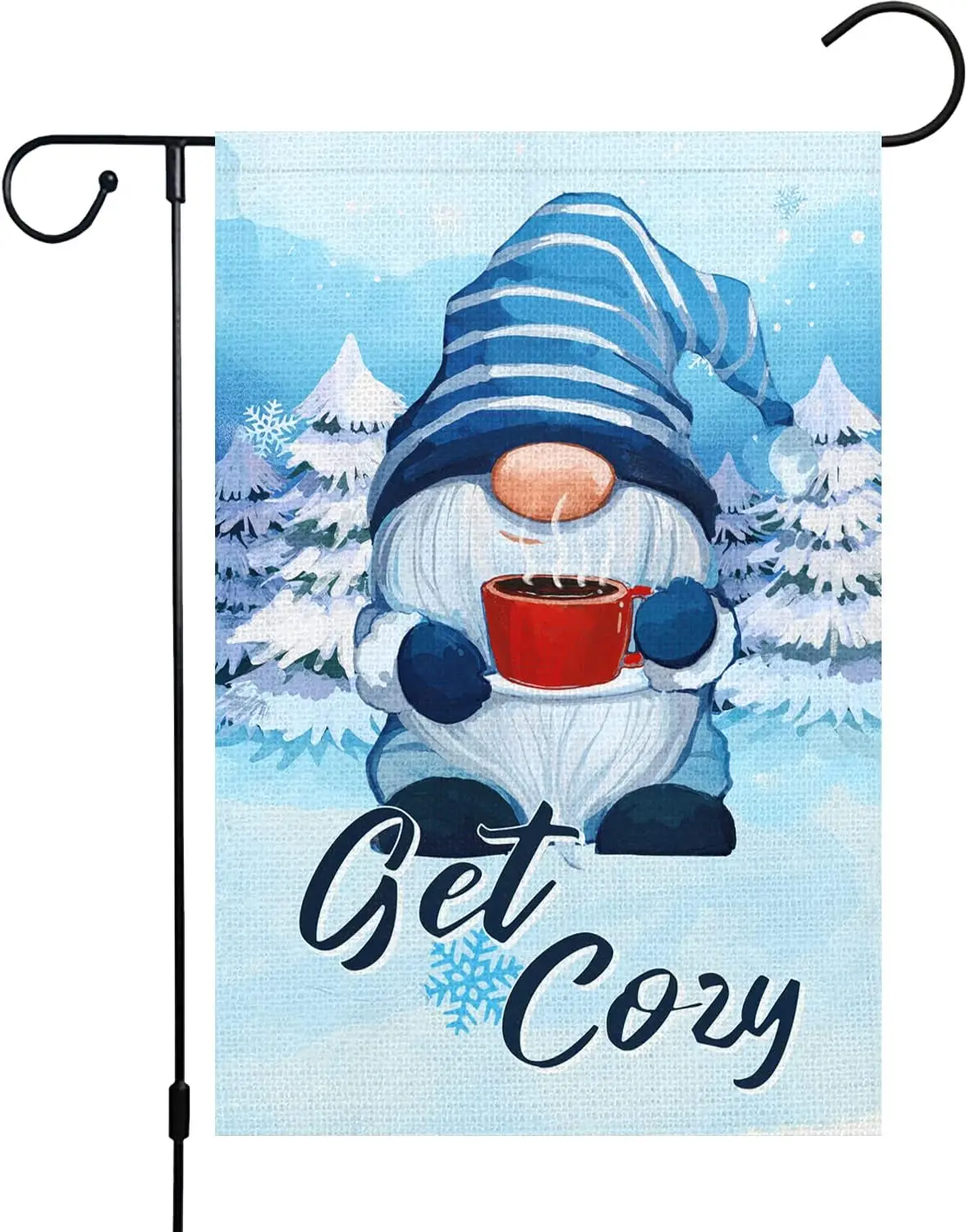 Луиза Маэлис Добро пожаловать Зимний гном Садовый флаг 12x18 Двусторонний