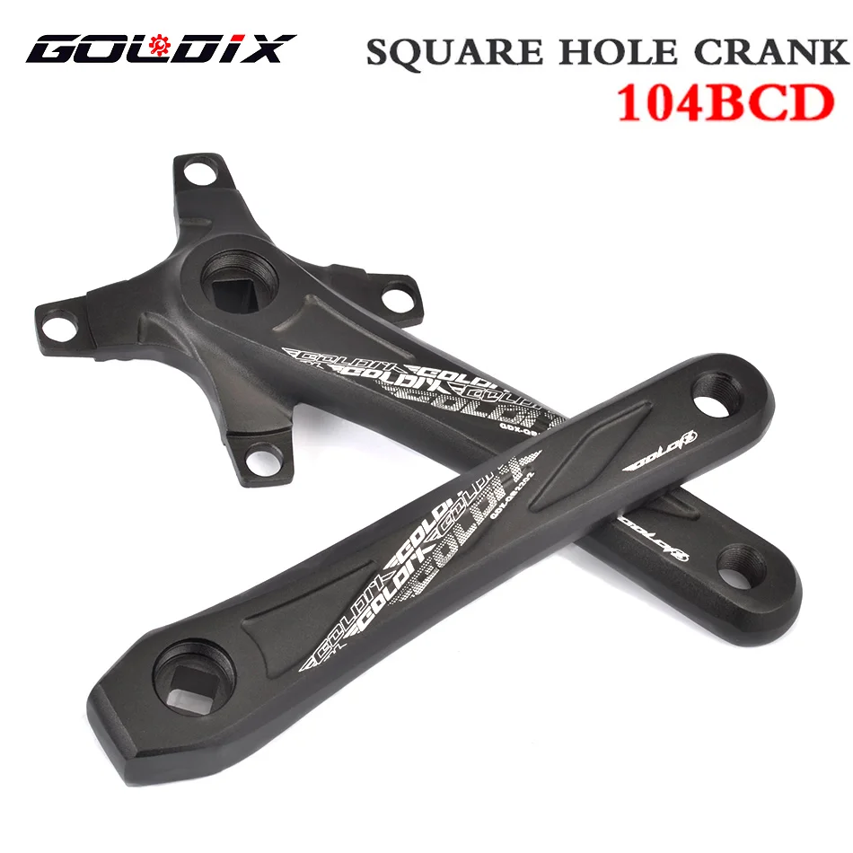 GOLDIX RIRO Bicycle Crankset 104BCD Mountain Bike Square Hole Crank Aluminum Alloy Crank 170/175mm Black 32T 34T 36T 38T 40T 42T