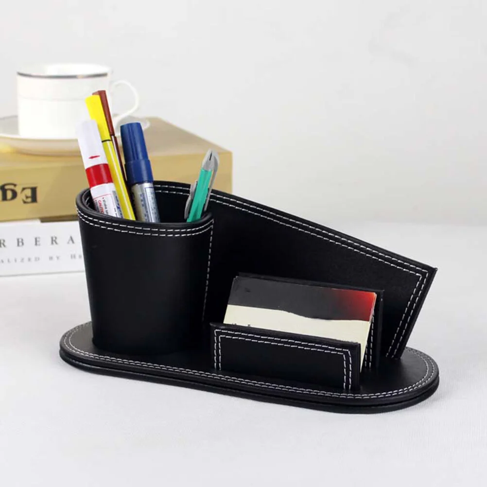 

Business Holder Desk Pu Stand Pen Holders Office Supplies Organizer Desktop