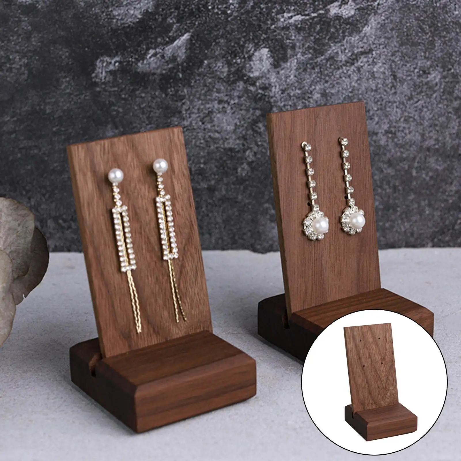 

Walnut Jewelry Display Stand for Rings Pendant Necklace Women Girls Brown
