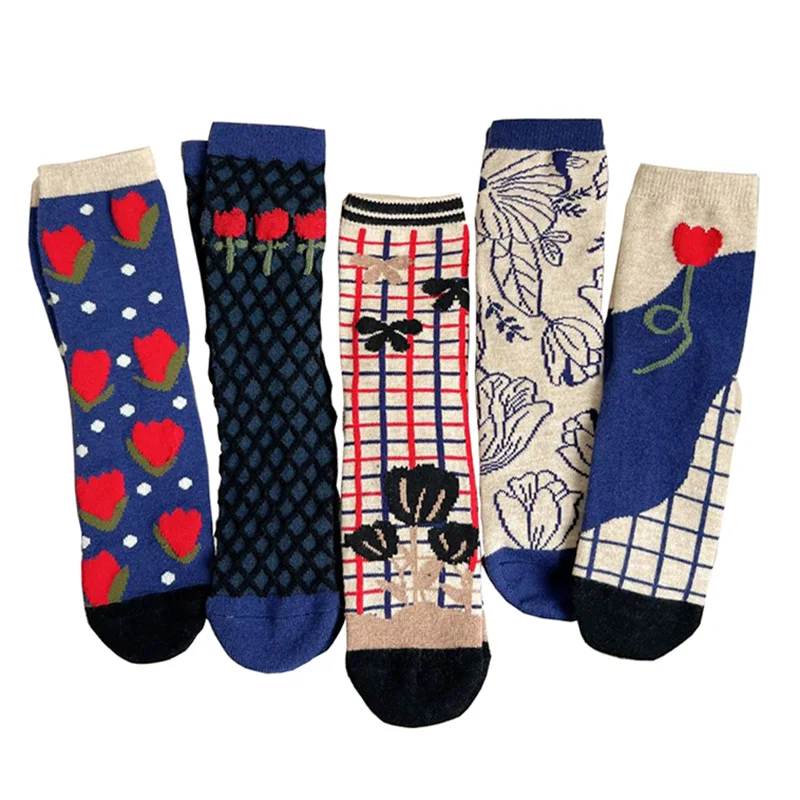 

Keep Warm Cashmere Women Socks Winter Thicken Wool Cycling Socks Fashion Flowers Kawaii Socken Sweet College Style Foot Warmers
