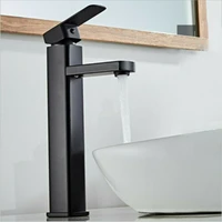 widespread bathroom basin faucet waterfall 3 holes sink mixer tap matte black