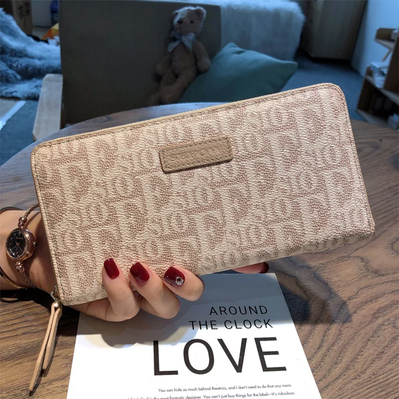 2023 New Women Wallets Letter Pattern Long Wallet Real Leather Female Purse For Cell Phone Calfskin Clutch Bag Brand Card Holder