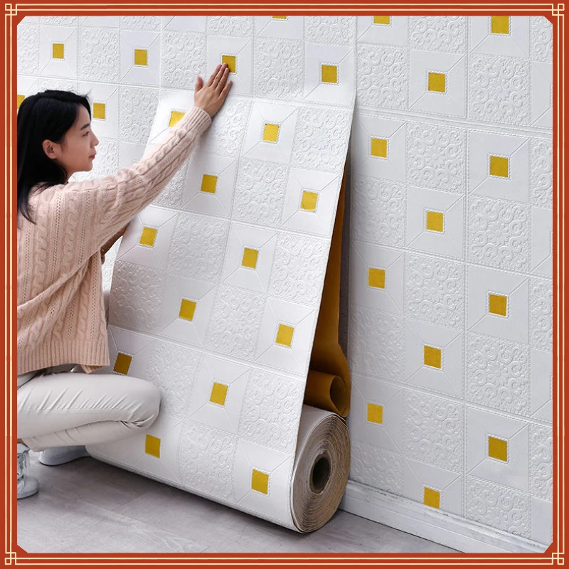 

10m Foam Brick Self Adhesive Wallpaper 3D DIY Wall Veneer Panel Home Decoration Living Room Bedroom House Decoration