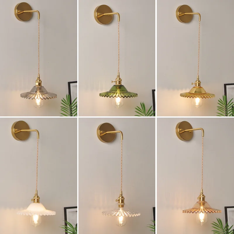 

Japanese Style Brass Led Wall Lamp Modern Bedside Wall Lights for Living Room Corridor Aisle Bathroom Lighting Mirror Front Lamp