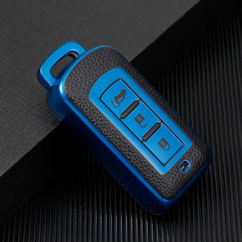 

TPU+Leather New Car Key Case Cover For MITSUBISHI OUTLANDER 3 ASX Colt Lancer 10 EX Grandis Pajero Sport Smart 3 Button Auto Bag
