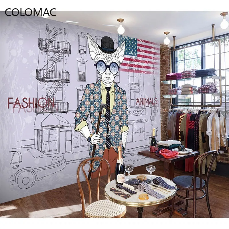 

Colomac Custom Photo Modern Minimalist Personalized Clothing Store Wallpaper Creative Animal Graffiti Sketch Mural Dropshipping