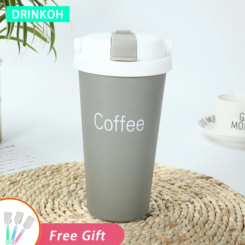 

Straw Thermal Tumbler Portable Insulated Cup In-Car Vacuum Flasks Simple Coffee Mug Drop Shipping New Water Bottle 500ml Thermos