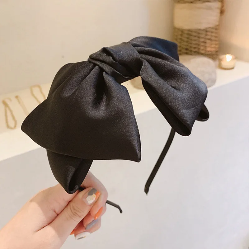 

Beautiful Black New Big Bow Bezel Headwear Women Headband Girls Vintage Bow Hair Bands Wide Hairband Hoop for Hair Accessories