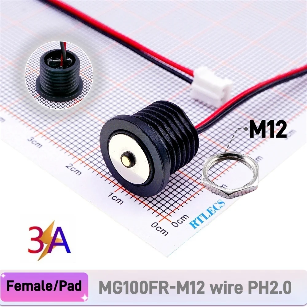 

Круглый сильноточный магнитный разъем 3A 12 В с резьбовыми отверстиями для монтажа на панели Самоблокирующиеся водонепроницаемые клеммы Зарядный провод PH2.0
