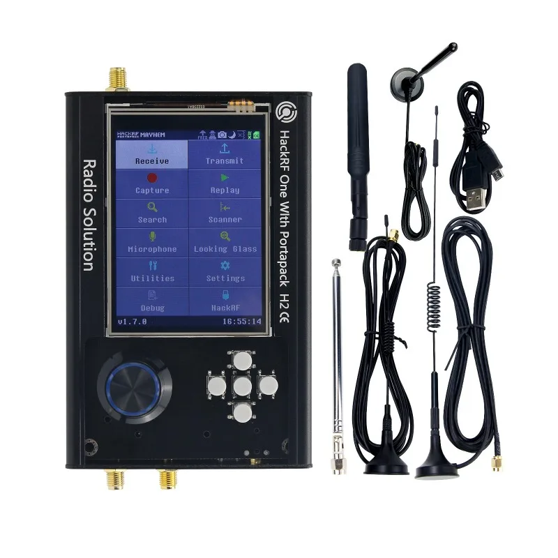 

PortaPack H2 + HackRF One R9 V1.7.0 + 5 Antennas + Data Cable 1MHz-6GHz SDR Radio Assembled