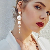 new elegant pearl tassel long earrings party girls luxury jewelry fashion accessories drop earrings for woman wedding party