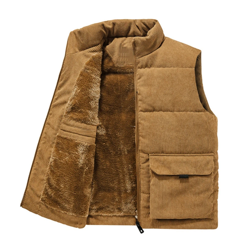 Новинка 2025 года зимний мужской жилет с хлопковой подкладкой вельветовый мужская