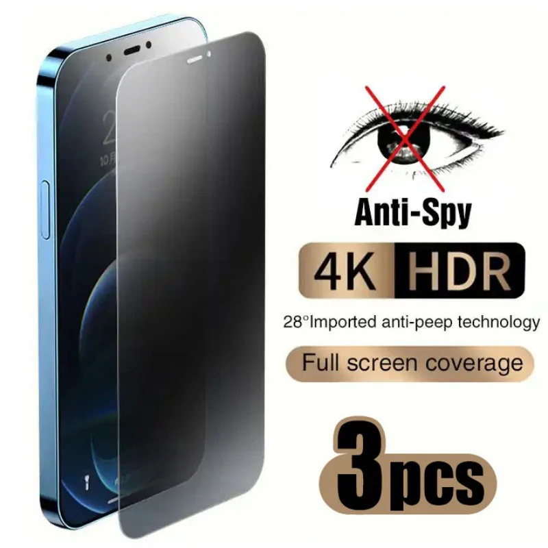 

Full Cover Anti-Spy Screen Protector For iPhone 11 12 13 PRO MAX Privacy Glass For iPhone 14 Pro 8 Plus XS Max XR Tempered Glass