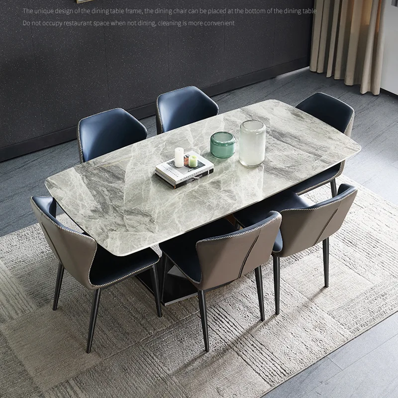 

Loveseat SOFA Minimalist SLATE dining table home Nordic dining table and chair combination simple modern rectangular dining TAB