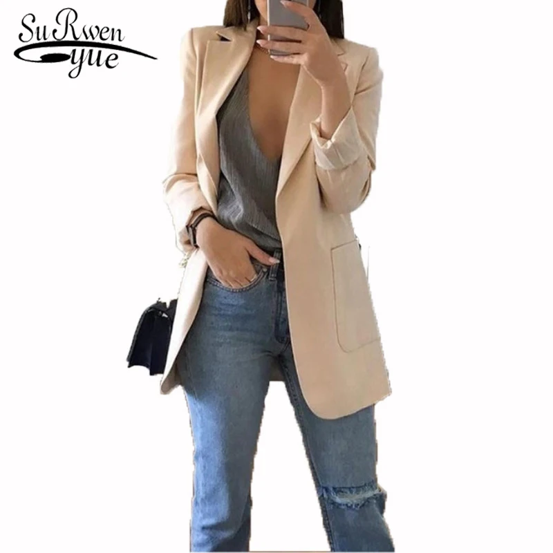 Женский облегающий кардиган с отложным воротником повседневный жакет длинными