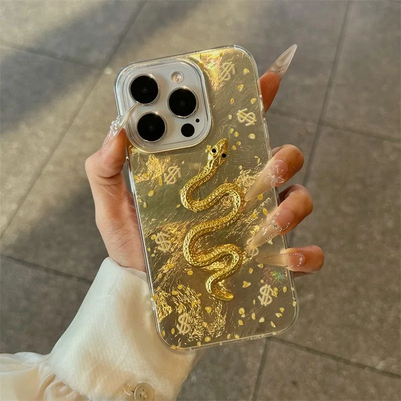 3D модный чехол для телефона с золотой змеей Oppo Reno13 Reno12 Reno11 Reno 10 8 7 6 Z F T Pro 4G 5G задняя