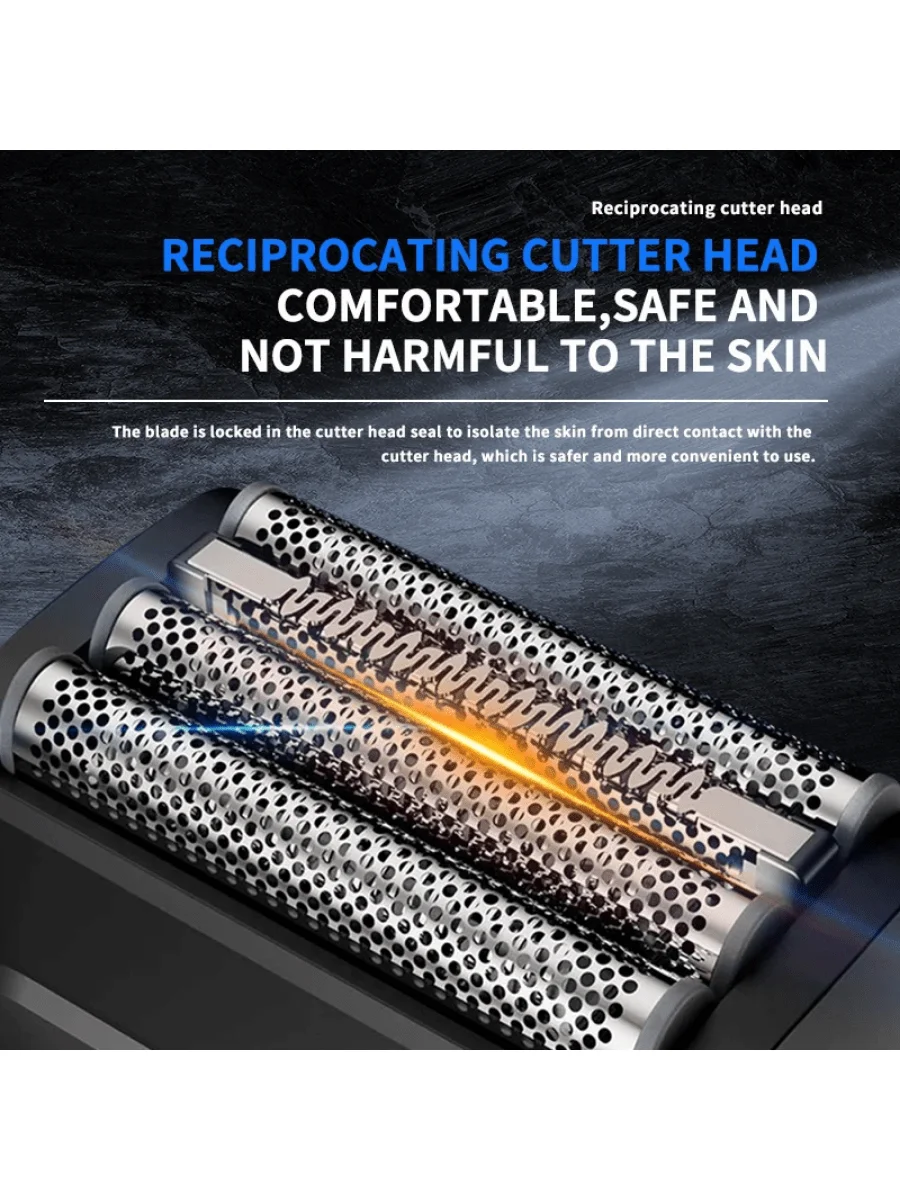 Быстрая перезаряжаемая бритва Kemei для бороды Мужская с ЖК-дисплеем