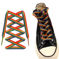 rainbow shoelace gradient color low cut high top canvas shoes laces rainbow personalized printing shoelaces accesories