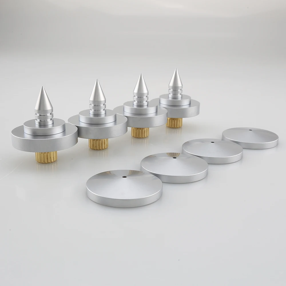 High Quality 4 pcs Silver F4635 Speaker Spike Isolation Feet Brass Cone Turntable Amplifier Hi Fi