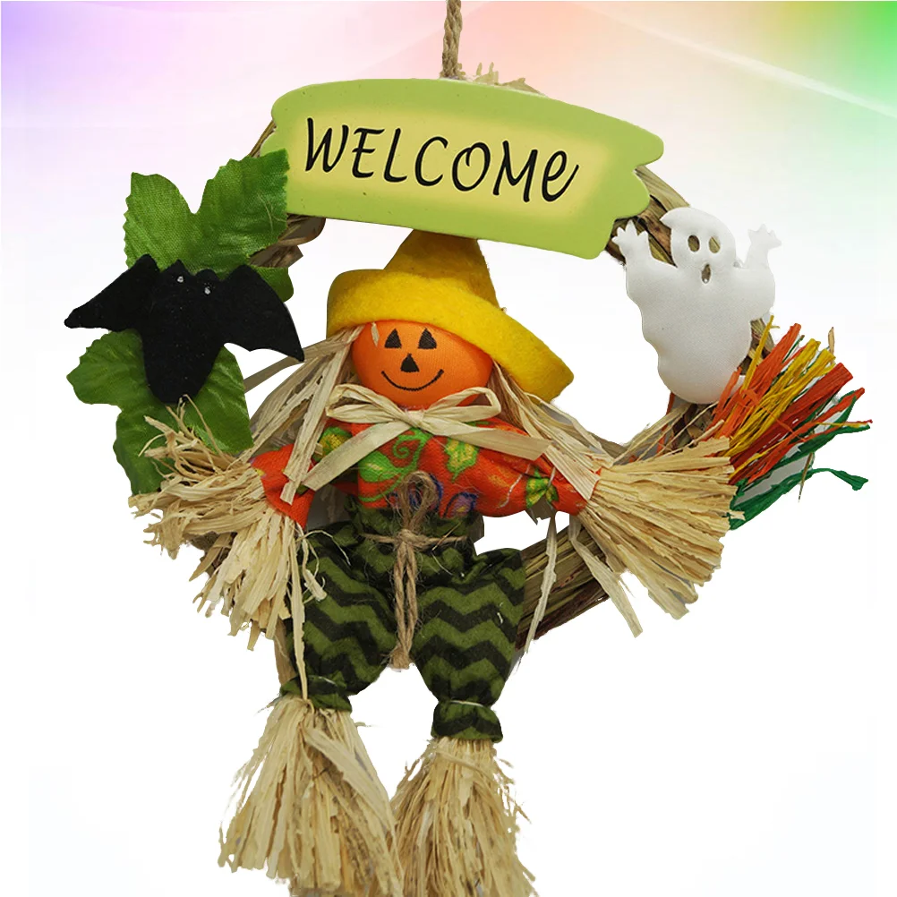 

Sign Wreath Door Witch Decoration Hanging Wall Signs Treat Or Trick Ornament Ghost Welcome Front Happy Ornaments Hanger Plaque