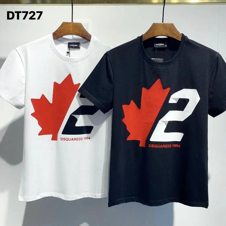 

2022 Summer Hor Harajuku Dsquared2 Women/Men T-shirt, dsq2 leaf print, casual short sleeves DT727