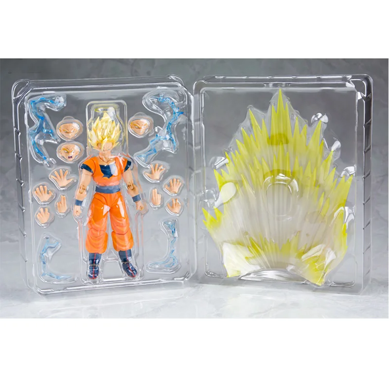 Фото Bandai натуральная SHF Dragon Ball Super Saiyan 2 Son Goku аниме фигурка суставы подвижная Коллекционная модель игрушки украшения подарок №3
